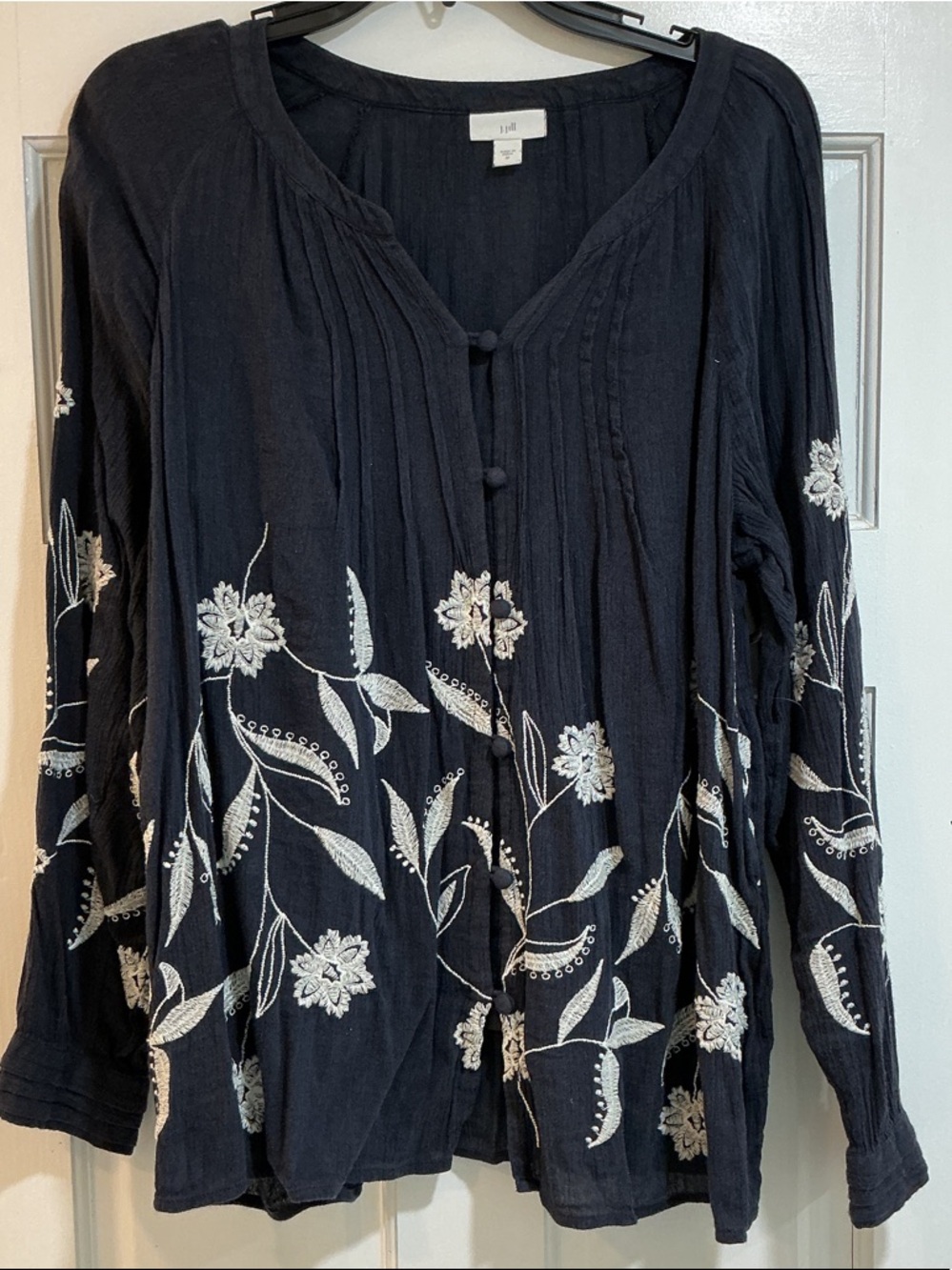 J. Jill Navy Tunic with White Floral Embroidery